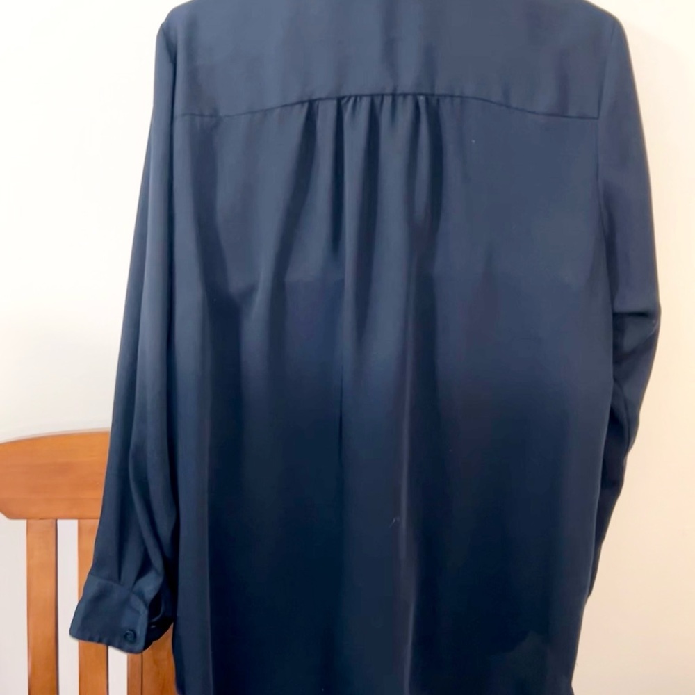 Grace Women's Navy Blouse with Button Down Details
